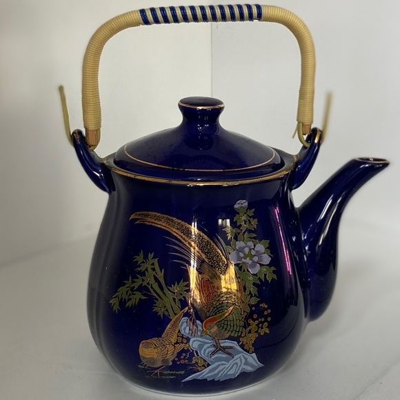 Asian teapot w Wrapped Handle - Picture 2 of 9
